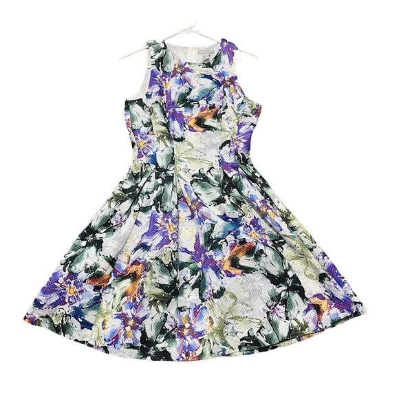 H&M Dresses Hm Watercolor Floral Pleated Fit Flare Dress Poshmark
